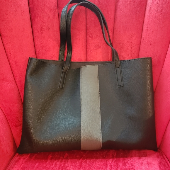 Vince Camuto Luck Tote - Black and Gray Vegan Leather - Picture 2 of 7
